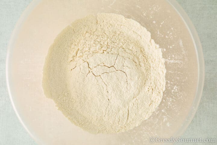 dry ingredients for mini egg cookie bars.