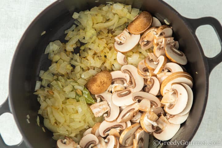 add mushrooms to pan.