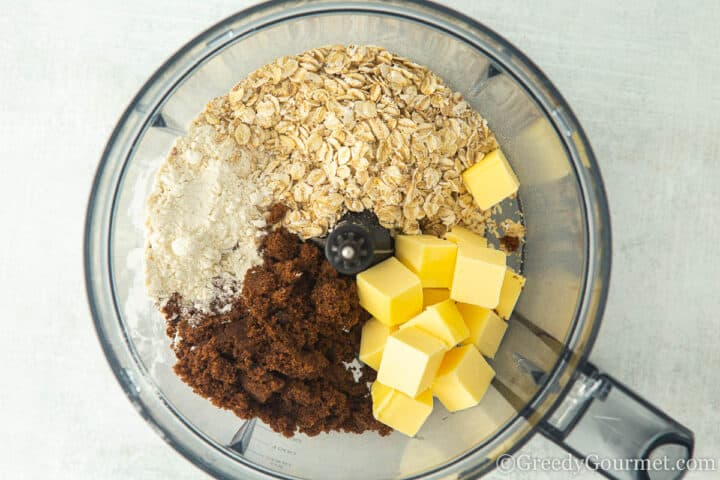 oats, sugar, butter and flour in a food processor.