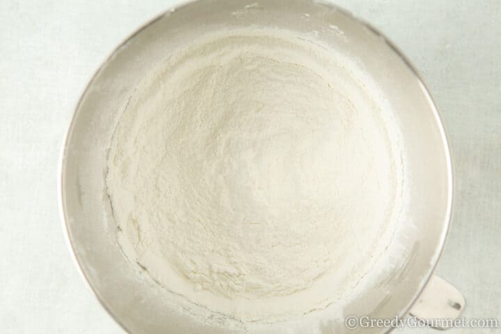 sieved flour.