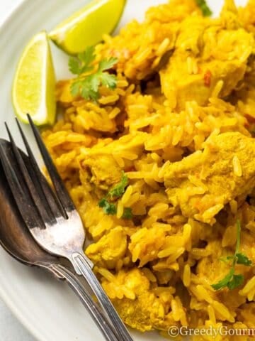 serving of Caribbean peanut chicken.