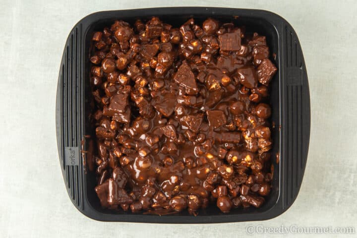 rocky road in baking tray.