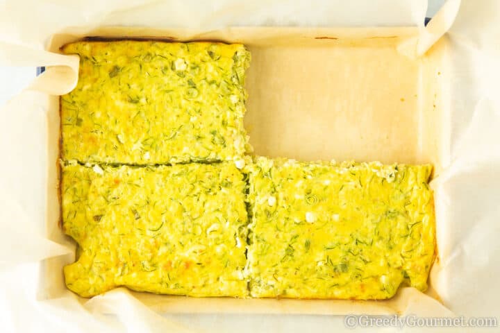 sliced courgette egg bake.