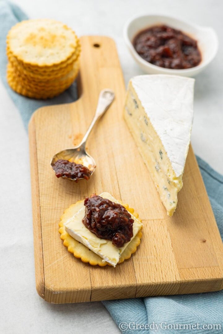 chutney on a cheese board.