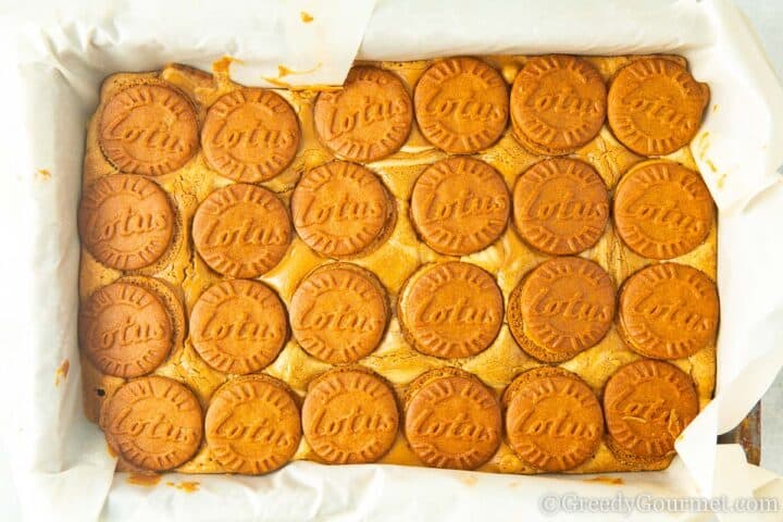 baked biscoff blondies.