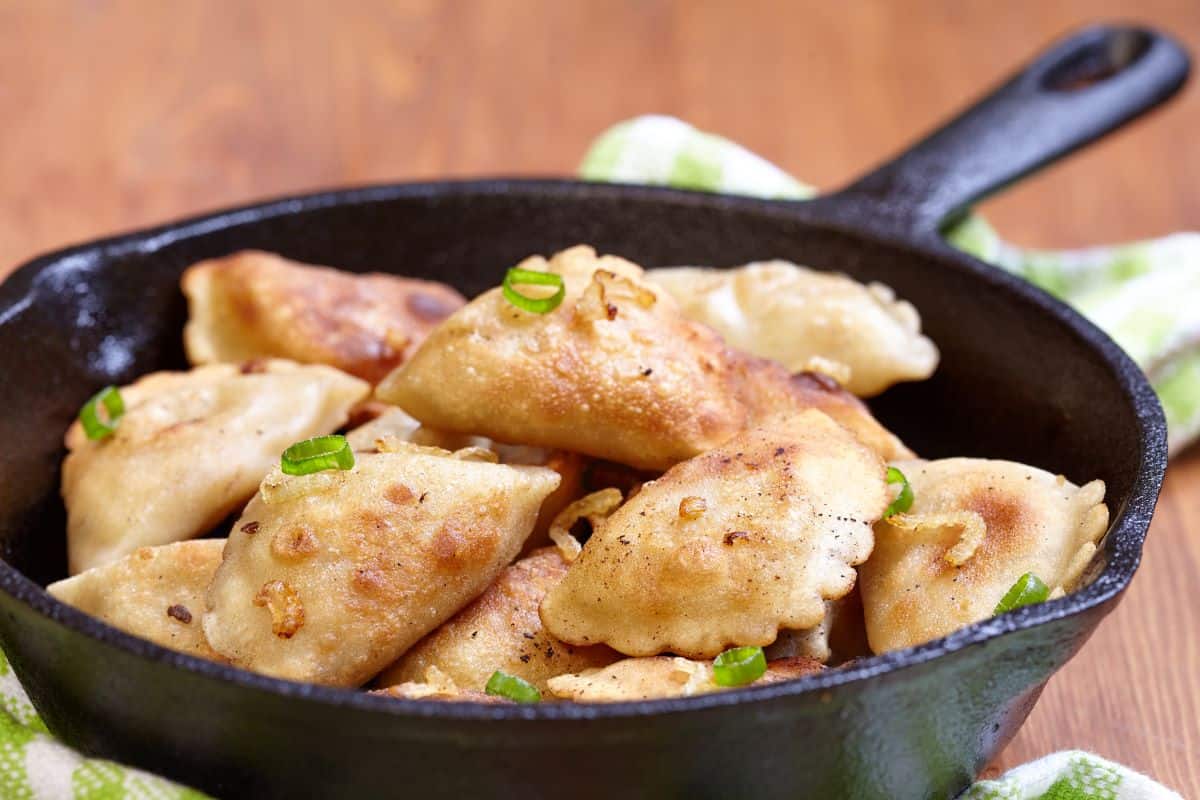 dumplings fried with onion.