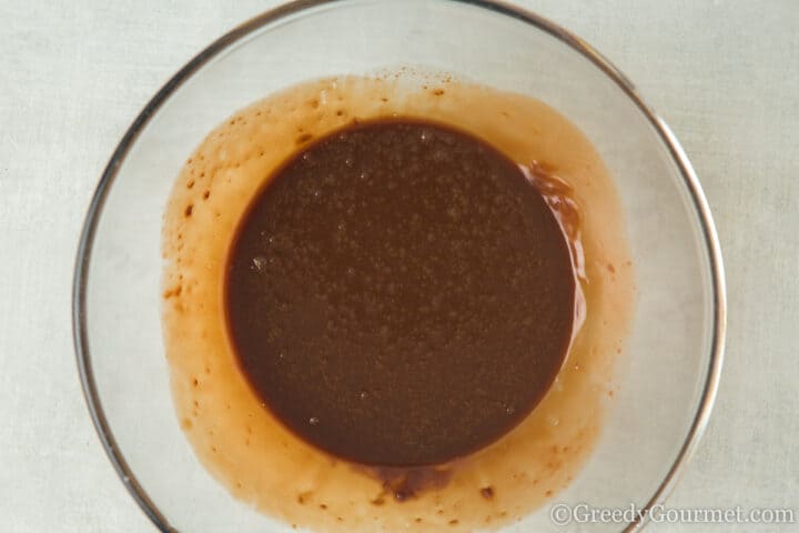 chocolate mixture in a glass bowl.