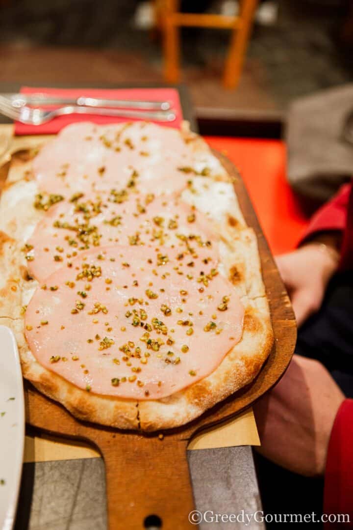 mortadella pizza.