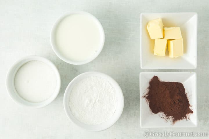 Ingredients to make mochi on a table.