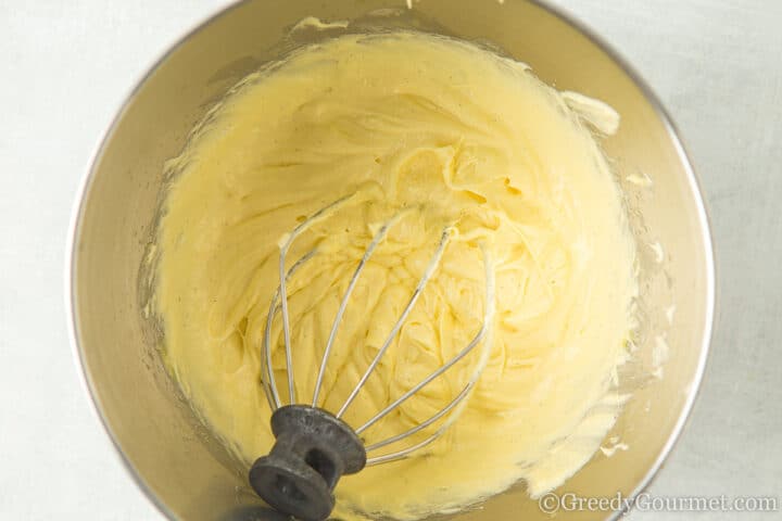 whisked eggs and sugar.