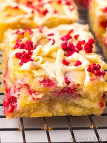 White Chocolate and Raspberry Blondies.