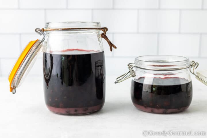 top up jar with wine.