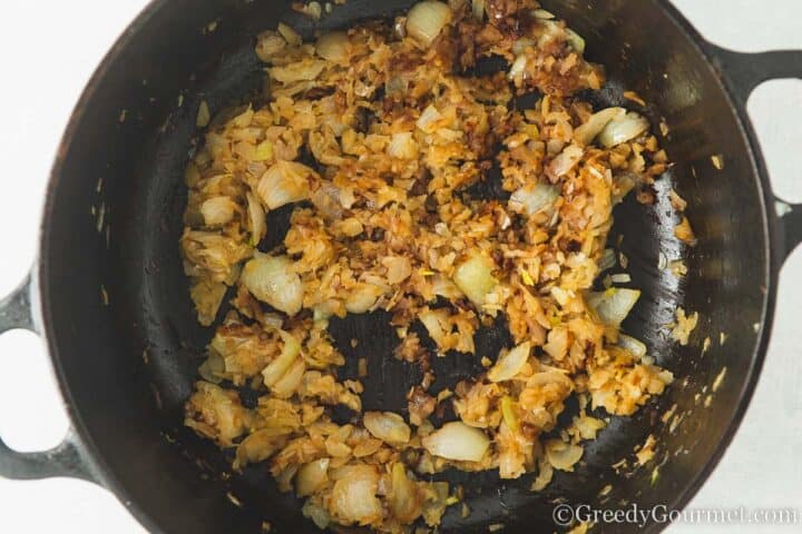 browned onion.