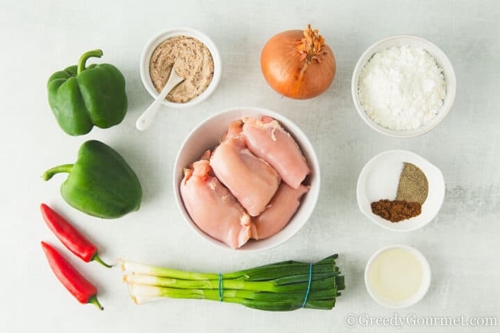 ingredients for salt and pepper chicken.