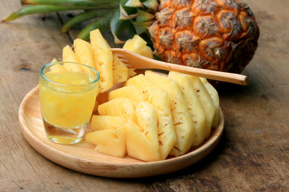 pineapple juice in a glass.