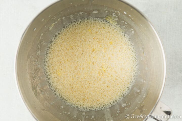 mixed wet ingredients in a bowl.