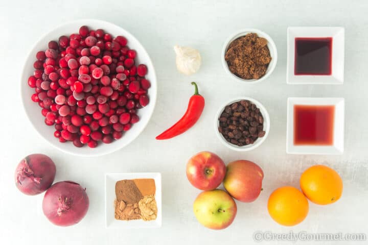 ingredients for cranberry chutney.