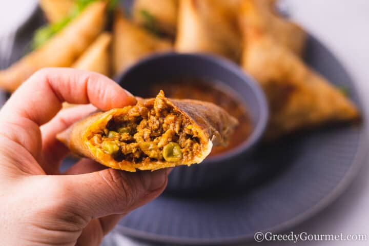 samosa's with dipping sauce.