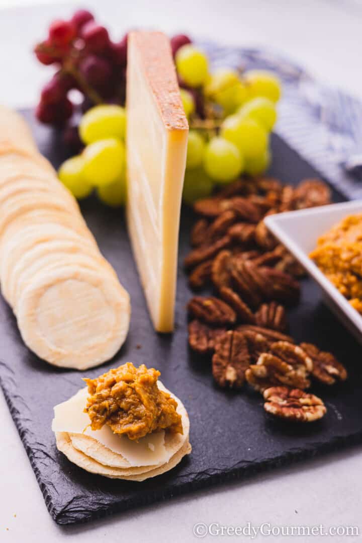 banana peel chutney cheese board.