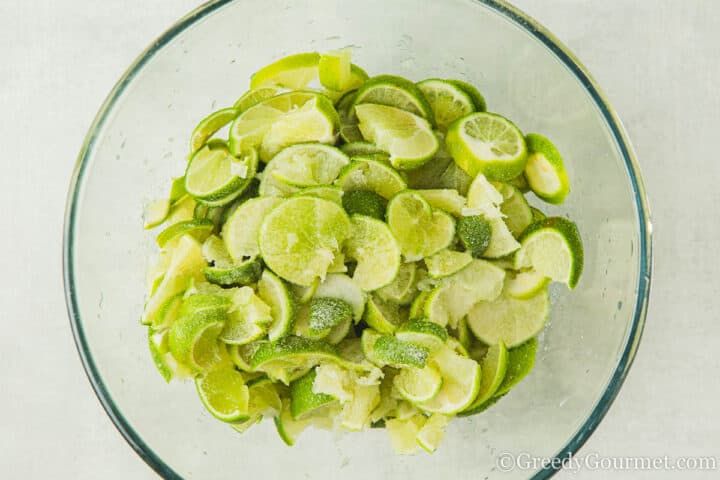 chopped limes with salt.