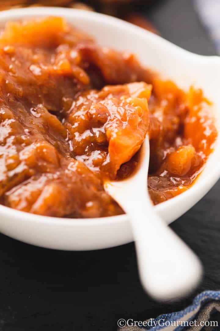 up close of lemon chutney.