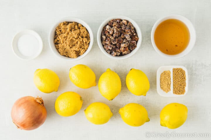 ingredients for lemon chutney.