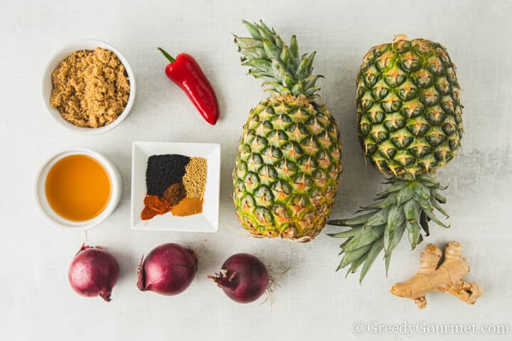 ingredients for pineapple chutney.