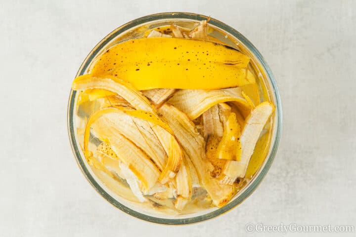 soaking banana peels.