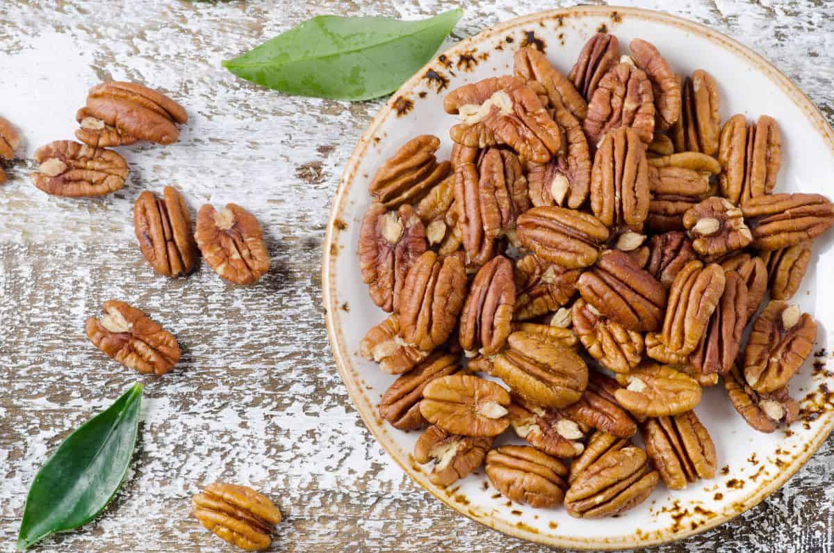 pecan nuts on a bowl.