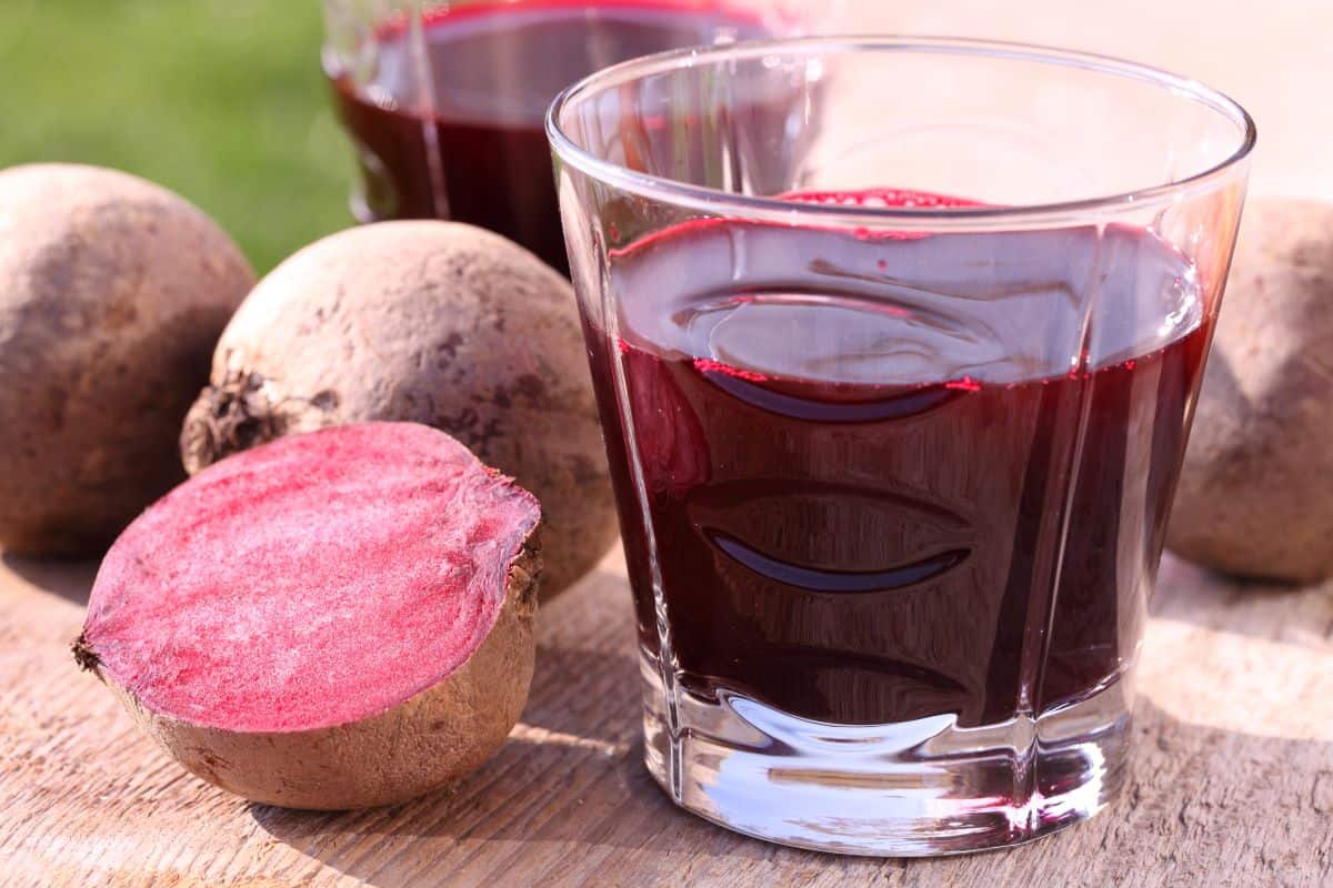 beet juice in a glass.