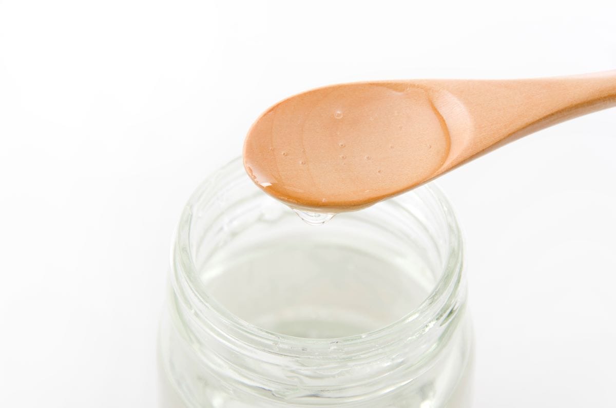 clear corn syrup in a jar.