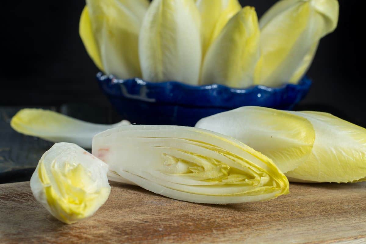 endive on a cutting board.