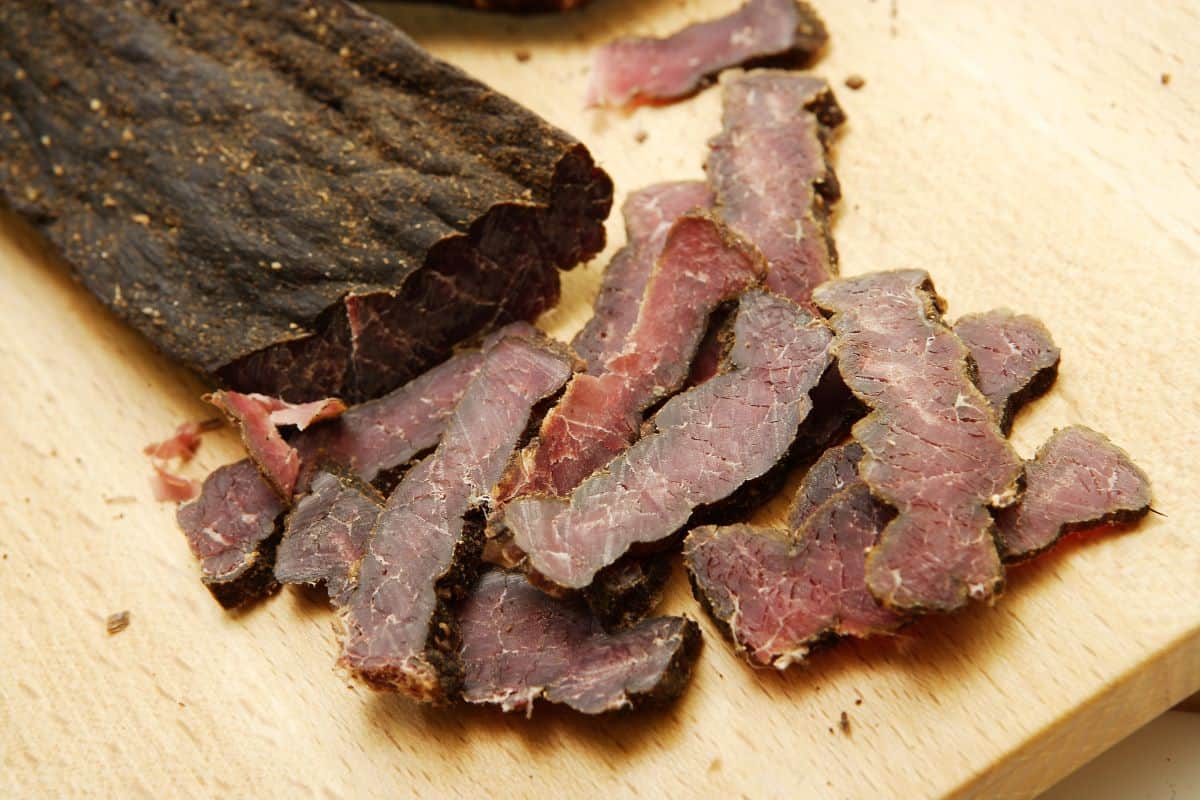 sliced biltong.