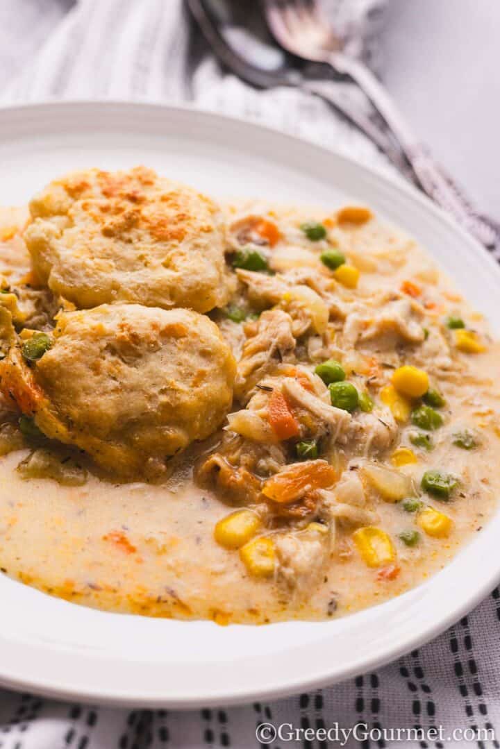 Plate of chicken cobbler.