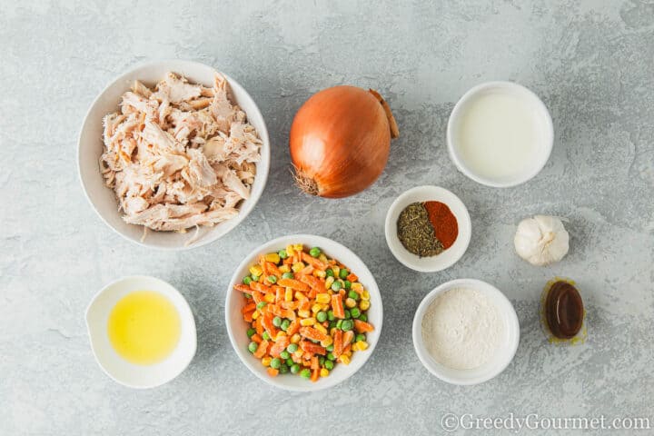 Ingredients for chicken cobbler.