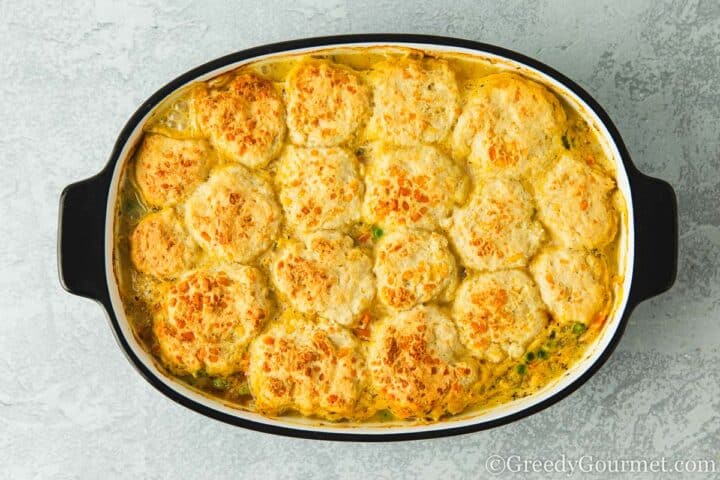 Cooked chicken cobbler.