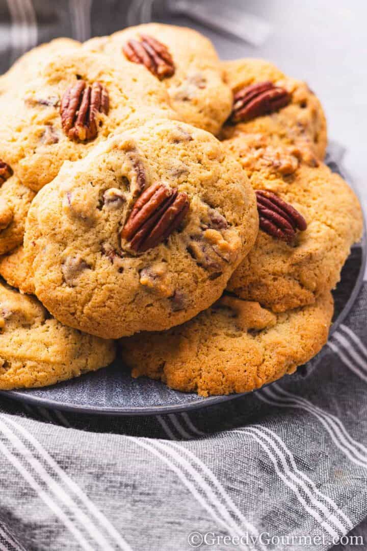 Plate of pecan cookies.