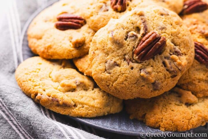 Plate of pecan cookies.