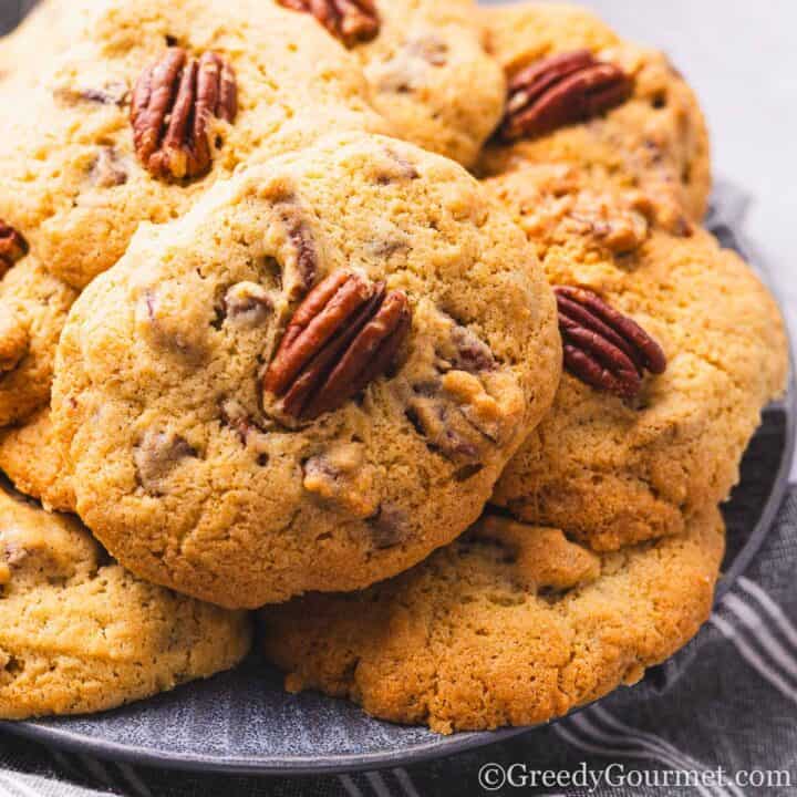 Plate of pecan cookies.