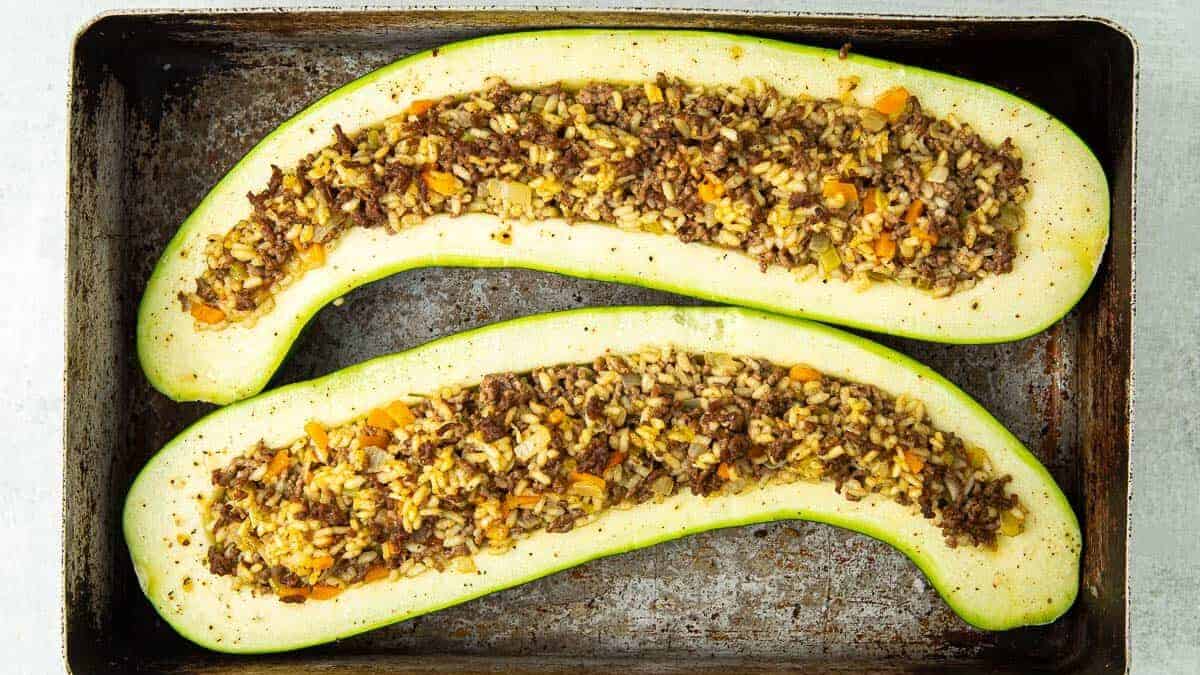 baked beef stuffed marrows.