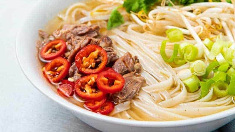 Bowl of Vietnamese oxtail pho