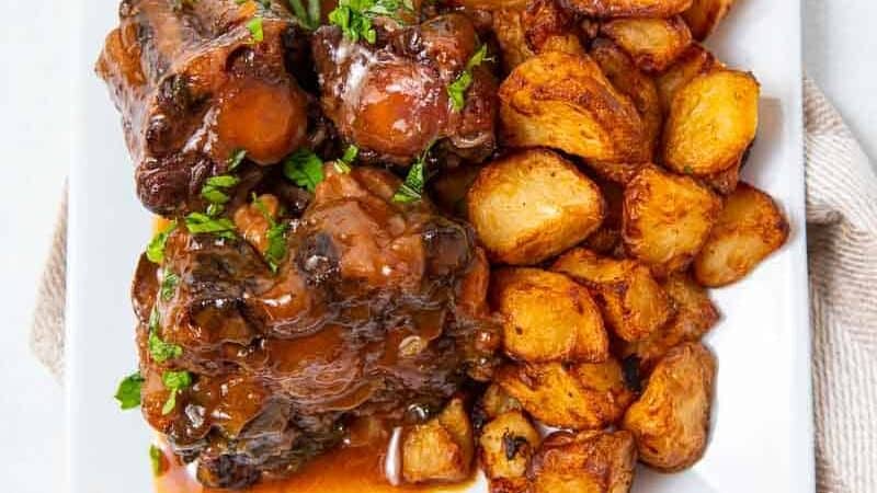 Plate of oxtail, a spanish beef recipe