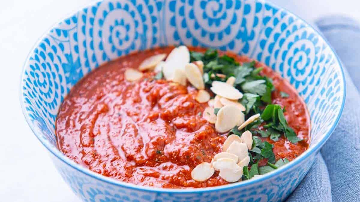 Bowl of fresh romesco sauce