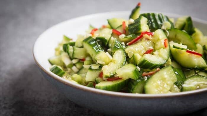 Summery spicy cucumber salad