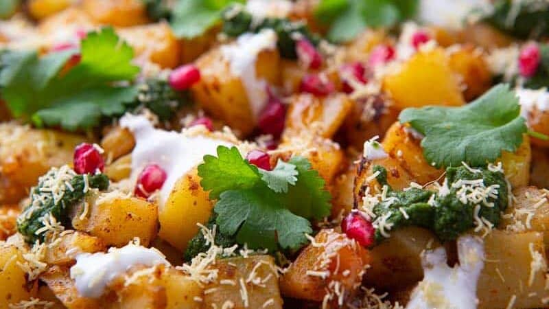 Close up of vegetarian indian potato recipe