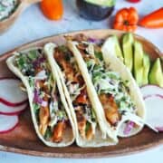 Jerk chicken tacos.