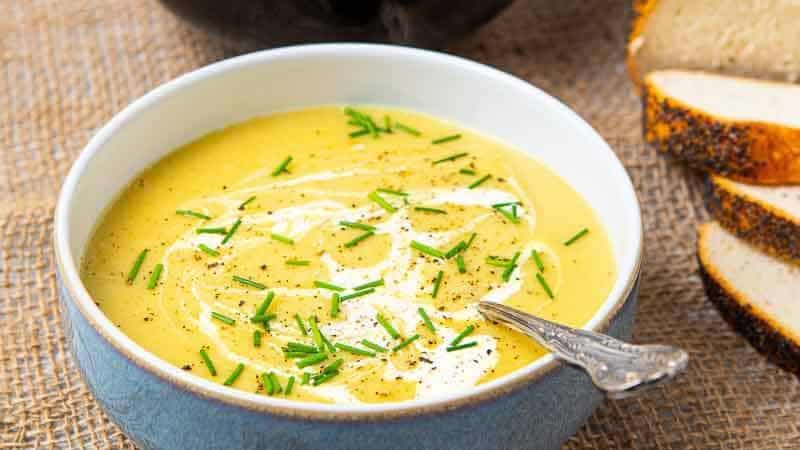 Close up of leek and onion soup