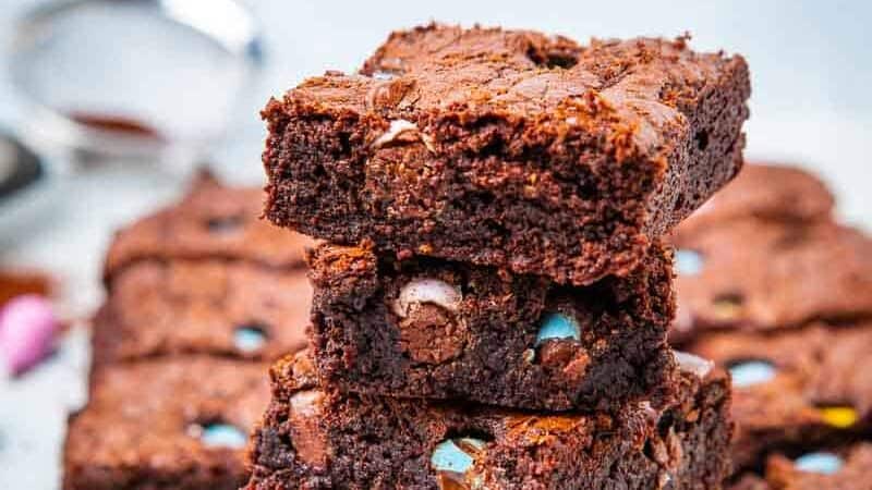 Stack of chocolate brownies