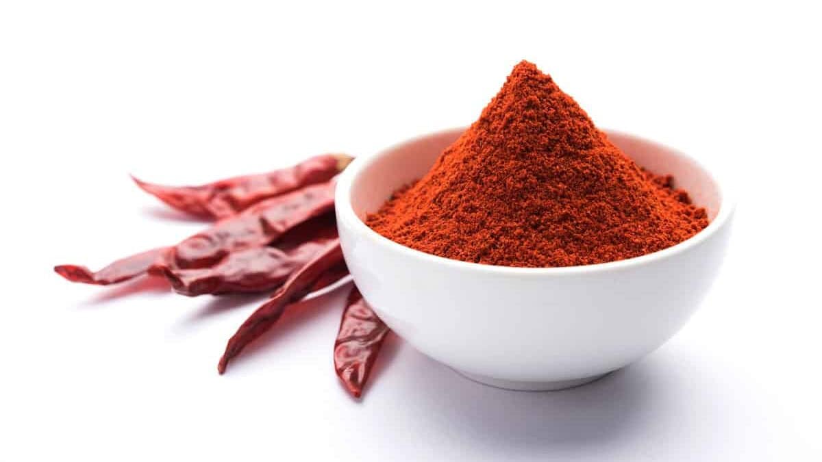 A bowl of paprika powder to be used as a substitute for red pepper flakes