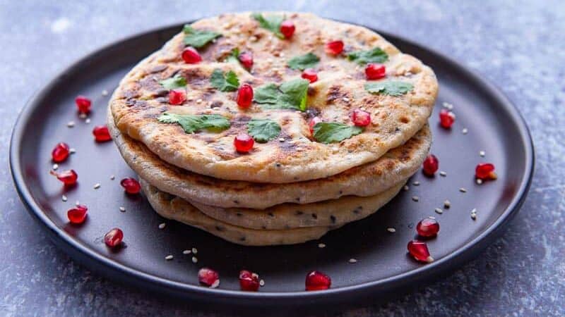 Stacked indian bread on a plate